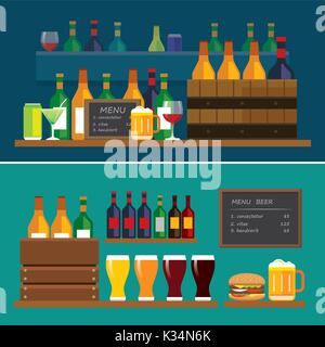 Getränke und Bier flache Design Banner Stock Vektor