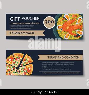 Satz von Essen gutschein rabatt Template Design Stock Vektor
