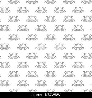 Einzigartige digitale Octopus nahtlose Muster mit verschiedenen Symbolen und Zeichen auf weißem Hintergrund flachbild Vector Illustration Stock Vektor