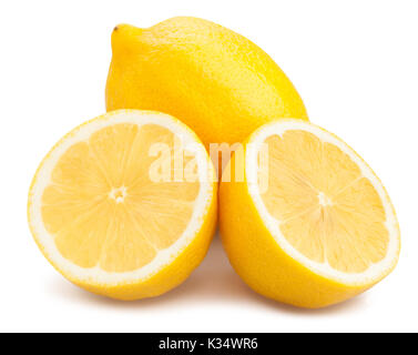 In Scheiben geschnittene Zitronen Pfad isoliert Stockfoto