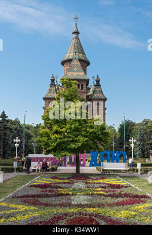 Timisoara Orthodoxe Kathedrale, Siegesplatz (Piata Victoriei), Rumänien Stockfoto