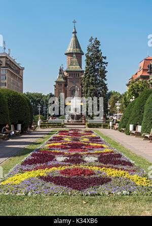 Timisoara Orthodoxe Kathedrale, Siegesplatz (Piata Victoriei), Rumänien Stockfoto