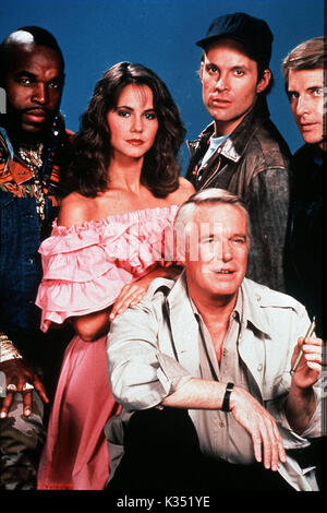 Das A-TEAM HERR T,, Dwight Schultz, Dirk Benedict Front: GEORGE PEPPARD Stockfoto