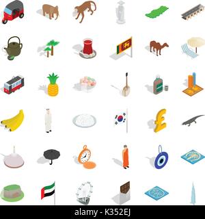 Japan-Symbole-Set, isometrische Stil Stock Vektor