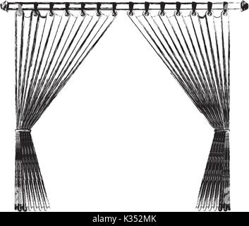 Vorhang geöffnet Dekorative der Zimmer in einem Pol unscharfe Silhouette auf weißem Hintergrund Stock Vektor