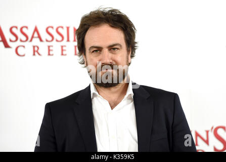 Foto muss Gutgeschrieben © Alpha Presse 079965 08/12/2016 Justin Kurzel Assassins Creed Fotoauftrag bei Claridges London. Stockfoto