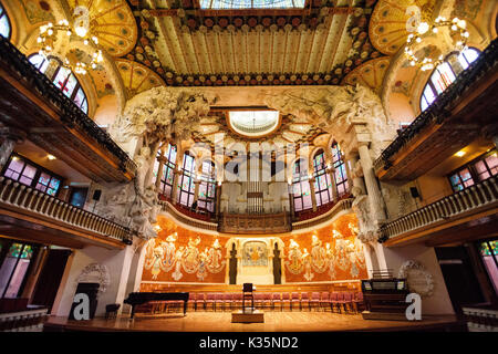 Innenansicht des Palau de la Musica in Barcelona, Weltkulturerbe Stockfoto