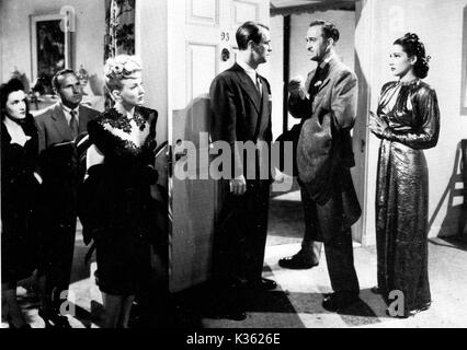 Die BLAUE DAHLIE L-R,, [?], Veronica Lake, Alan Ladd, HOWARD DA SILVA, DORIS DOWLING Stockfoto