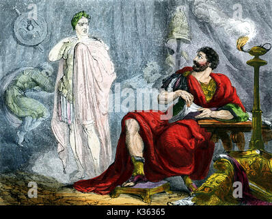 JULIUS CAESAR Brutus und der Geist von Caesar Szene 3 Stockfoto