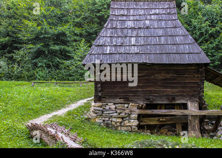 Traditionellen Holzhaus aus Rumänien Sibiu Stockfoto