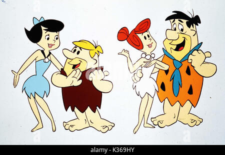 Die FLINTSTONES BETTY RUBBLE, BARNEY RUBBLE, WILMA FLINTSTONE, Fred Flintstone Stockfoto