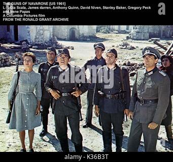 Die Kanonen von Navarone L-R, GIA SCALA, JAMES DARREN, Anthony Quinn, David Niven, STANLEY BAKER, Gregory Peck, Irene Papas Stockfoto