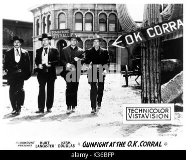 Schießerei am OK Corral L-R, Kirk Douglas, Burt Lancaster, John Hudson, DEFOREST KELLEY Stockfoto