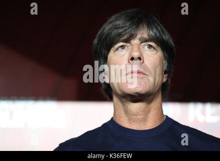 Prag, Tschechische Republik. 01 Sep, 2017. Der Bundestrainer Joachim Löw vor der Wm Qualifikation Gruppe Gruppenspiel zwischen Deutschland und der Tschechischen Republik in der Eden-Arena in Prag, Tschechische Republik, 01. September 2017. Foto: Jan Woitas/dpa/Alamy leben Nachrichten Stockfoto