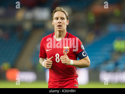 Oslo, Norwegen. 01 Sep, 2017. Norwegen, Oslo - September 1, 2017. Stefan Johansen (8) Norwegen während der WM-Qualifikationsspiel zwischen Norwegen und Aserbaidschan an Ullevaal Stadion in Oslo gesehen. Credit: Gonzales Foto/Alamy leben Nachrichten Stockfoto