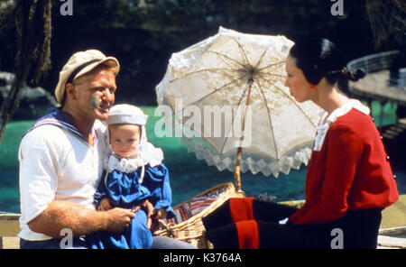 POPEYE (USA, 1980) Paramount Pictures/WALT DISNEY PICTURES ROBIN WILLIAMS (Popeye), WESLEY IVAN VERLETZT (Swee'Pea), SHELLEY DUVALL (Olivenöl) Datum: 1980 Stockfoto