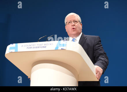 Foto muss Gutgeschrieben © Alpha Presse 079965 02/10/2016 Patrick McLoughlin Parteitag der Konservativen Partei 2016 Am Birmingham ICC Stockfoto