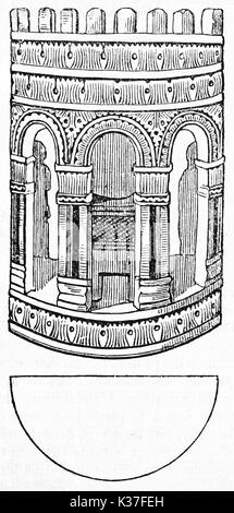 Die Rückseite der König und die Königin der antiken Schachfiguren (Charlemagne Schach im Cabinet des Medailles Paris gehalten). Von unbekannter Autor auf Magasin Pittoresque Paris 1834 veröffentlicht. Stockfoto