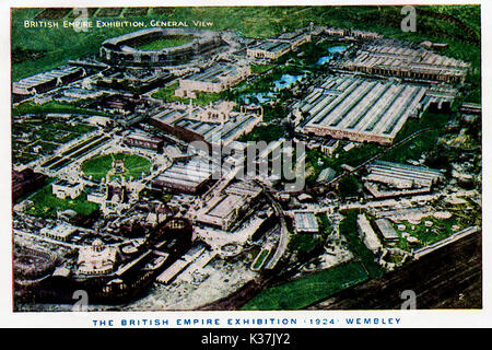 1924 - Ein farbiger Ansicht des Britischen Empire Exhibition (Wembley Park, Wembley, Middlesex, Großbritannien) aus der Luft Stockfoto