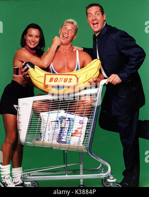 CELEBRITY SUPERMARKT SWEEP Suzanne Cox, Michael Wilson und Dale Winton Datum: 1996 Stockfoto