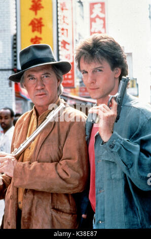 KUNG FU: DIE LEGENDE SETZT DAVID CARRADINE FORT, ALS KWAI CHANG CAINE UND CHRIS POTTER VON WARNER BROS VERÖFFENTLICHT WURDEN. TV KUNG FU: DIE LEGENDE GEHT WEITER Stockfoto