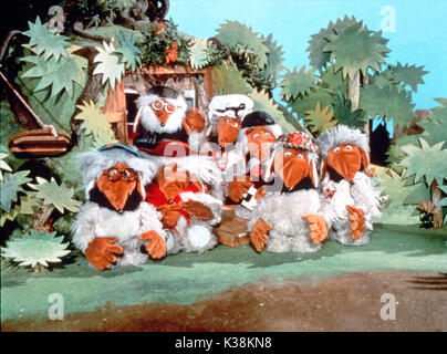 Die WOMBLES hintere Reihe von links nach rechts: Großonkel Bulgarien, Madame Cholet, Tobermory vordere Reihe: Wellington, Orinoco, Bungo, Tomsk Stockfoto
