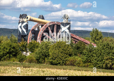 Austerlitz Battlefield in der Nähe der Stadt Holubice erinnert die französischen Truppen mit Cannon, Mähren, Tschechien Stockfoto