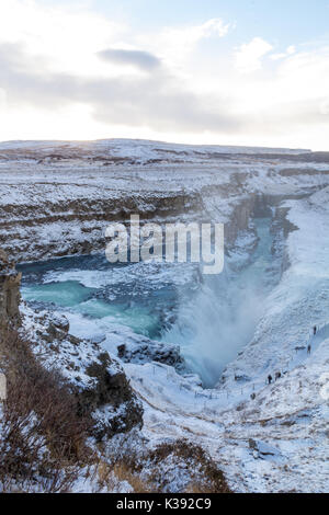 Iconic Gullfoss Wasserfall in Island. Stockfoto