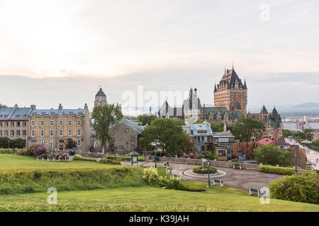 Frontenac Schloss in der Altstadt von Quebec City Hotels und Architektur Konzept Stockfoto