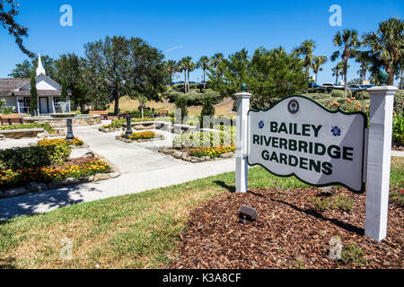 Florida, Ormond Beach, Halifax River Water, Bailey River waterbridge Gardens, Waterfront, Park, Schild, Pilgrims Rest Primitive Baptist Church, historisches Gebäude Stockfoto