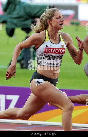 Gina LÜCKENKEMPER (Deutschland) konkurrieren in 100 m der Frauen Halbfinale 3 2017, Leichtathletik-WM, Queen Elizabeth Olympic Park, Stratford, London, UK. Stockfoto