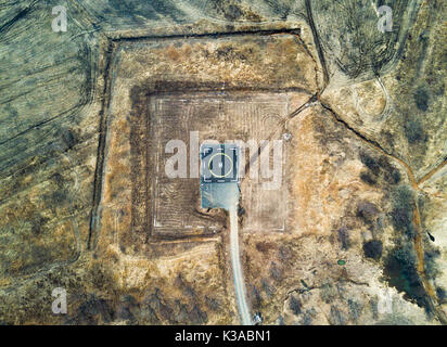 Für Helikopter Landung in grün Einstellung Ansicht vom Hubschrauberlandeplatz Stockfoto