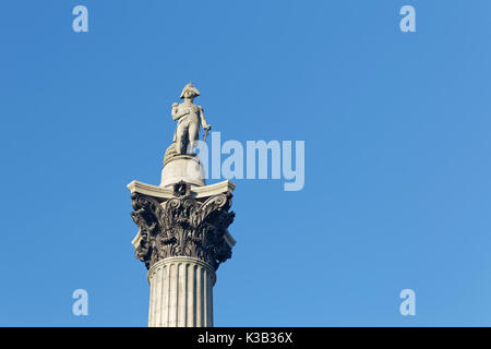 Nelson's Column, Admiral Lord Nelson, Trafalgar Square, London, England, Großbritannien Stockfoto