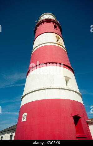 Ein Foto auf der Unterseite des Happisburgh Lighthouse in Norfolk, Großbritannien Stockfoto