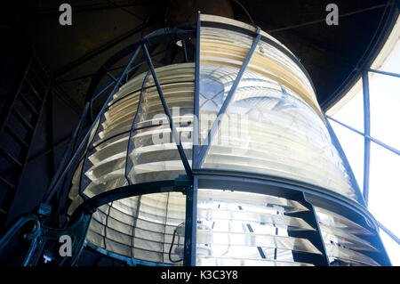 Eine Nahaufnahme Foto innen happisburgh Lighthouse der das Licht selbst. Stockfoto