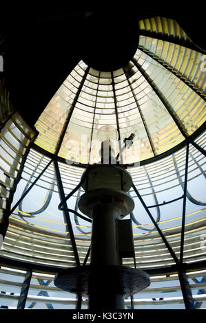 Eine Nahaufnahme Foto innen happisburgh Lighthouse der das Licht selbst. Stockfoto