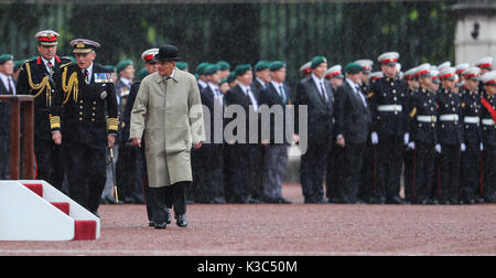 Der Herzog von Edinburgh besucht das Captain's Allgemeine Parade am Buckingham Palace. Dies ist die Duke's final Engagement, bevor er in den Ruhestand geht. Mit: Prinz Philip, Herzog von Edinburgh, Wo: London, Großbritannien Wann: 02 Aug 2017 Quelle: WENN.com Stockfoto