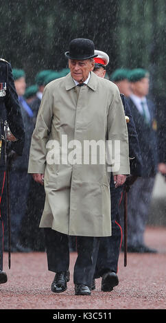 Der Herzog von Edinburgh besucht das Captain's Allgemeine Parade am Buckingham Palace. Dies ist die Duke's final Engagement, bevor er in den Ruhestand geht. Mit: Prinz Philip, Herzog von Edinburgh, Wo: London, Großbritannien Wann: 02 Aug 2017 Quelle: WENN.com Stockfoto