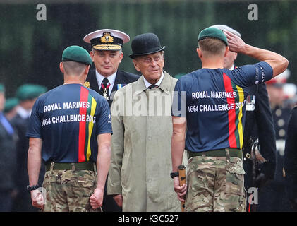 Der Herzog von Edinburgh besucht das Captain's Allgemeine Parade am Buckingham Palace. Dies ist die Duke's final Engagement, bevor er in den Ruhestand geht. Mit: Prinz Philip, Herzog von Edinburgh, Wo: London, Großbritannien Wann: 02 Aug 2017 Quelle: WENN.com Stockfoto