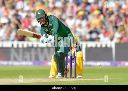 In Nottinghamshire Brendan Taylor Fledermäuse während der NatWest T20 Blast Finale Tag bei Edgbaston, Birmingham. Stockfoto