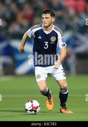 Schottlands Andrew Robertson während der 2018 FIFA World Cup qualifizieren, Gruppe F auf der LFF Stadion, Vilnius Stockfoto