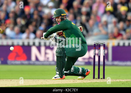 In Nottinghamshire Brendan Taylor Fledermäuse während der NatWest T20 Blast Finale Tag bei Edgbaston, Birmingham. Stockfoto