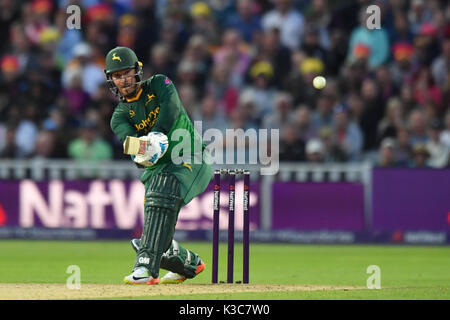 In Nottinghamshire Brendan Taylor Fledermäuse während der NatWest T20 Blast Finale Tag bei Edgbaston, Birmingham. Stockfoto