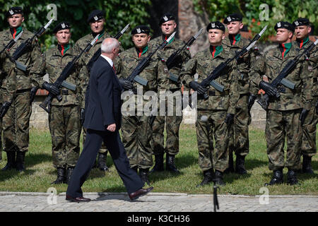 LUBIN, Polen - 31. AUGUST 2017: Feiern zum 35. Jahrestag des Lubin Kriminalität und des 37. Jahrestages der Gründung von Solidarnosc. Stockfoto
