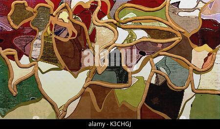 Abstract multicolor Öl Malerei abstrakt malen Flecken Flecken und Wellenlinien von einem Schlauch zusammengedrückt Stockfoto