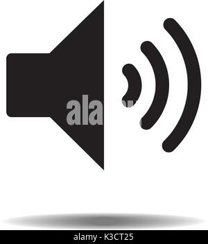 Schwarz audio Lautsprecher VOLUME oder die Lautstärke der Musik auf Line Art Symbol auf weißem backgeound für Anwendungen und Webseiten, die isoliert. Vector Illustration EPS 10. Stock Vektor