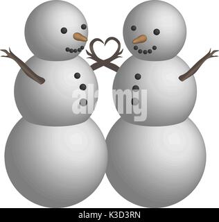Objekt schneemann Paar in 3D, isolierte Vektor Stock Vektor