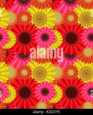 Nahtlose Muster farbenfrohe Gerbera Blumen, Vektor Stock Vektor