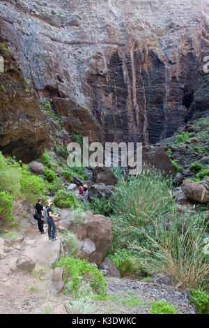 Zu Fuß durch die Masca Schlucht, Teneriffa, Kanaren, Spanien, Stockfoto