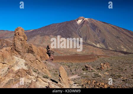 Anzeigen von Roques de Garcia auf dem Vulkan Teide, Teneriffa, Kanaren, Spanien, Stockfoto